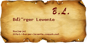 Bürger Levente névjegykártya
